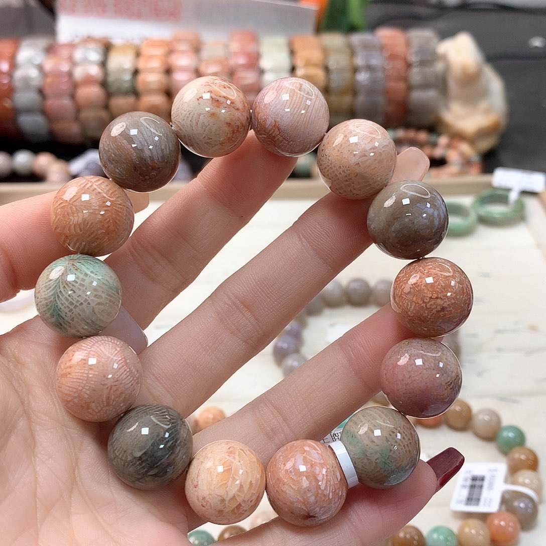 硅化珊瑚（珊瑚玉）手链未镶嵌椿*114