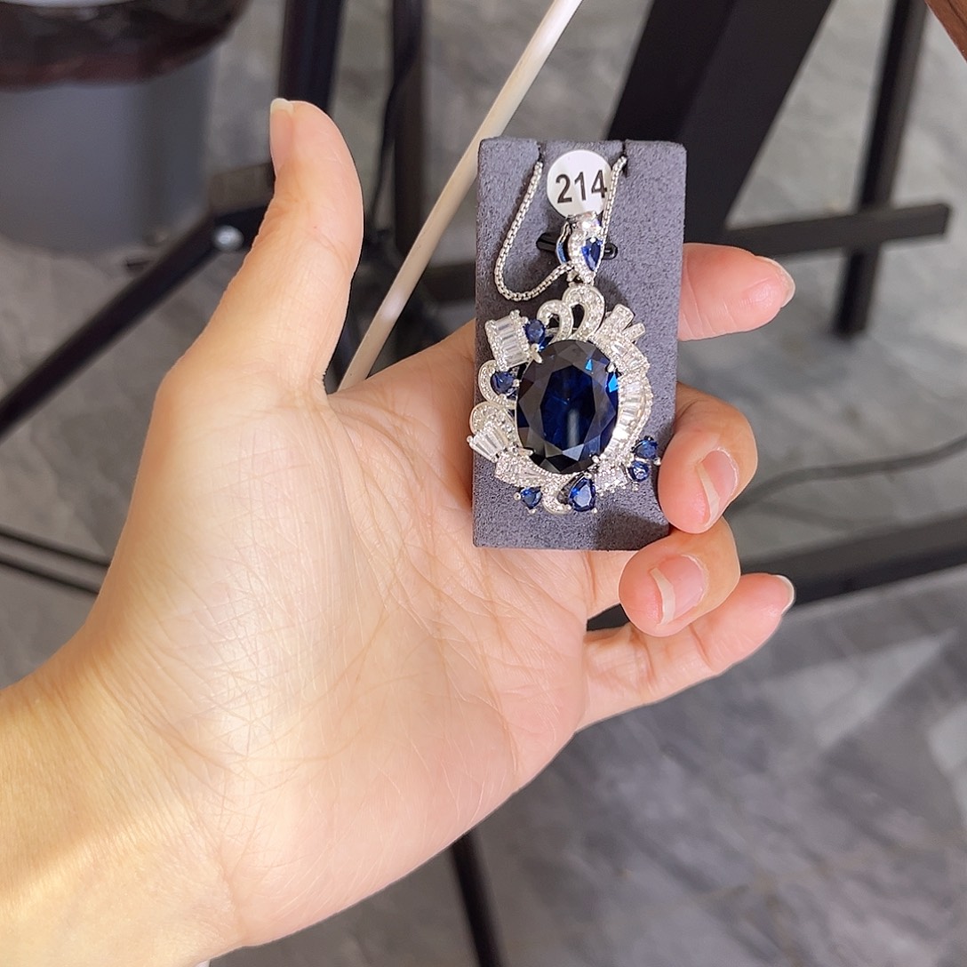 颈饰蓝宝石银S925镶嵌叠加2单150价格