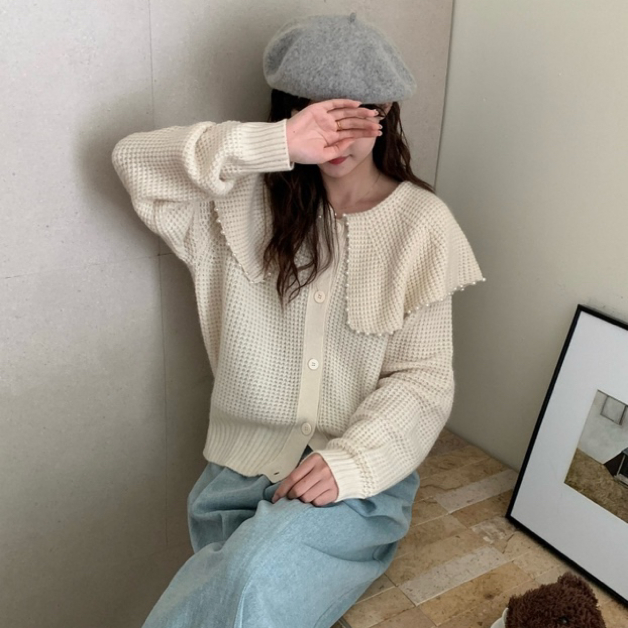 【 臻品经典 •正常微起球】法式领长袖秋冬蝴蝶结高级羊毛衫