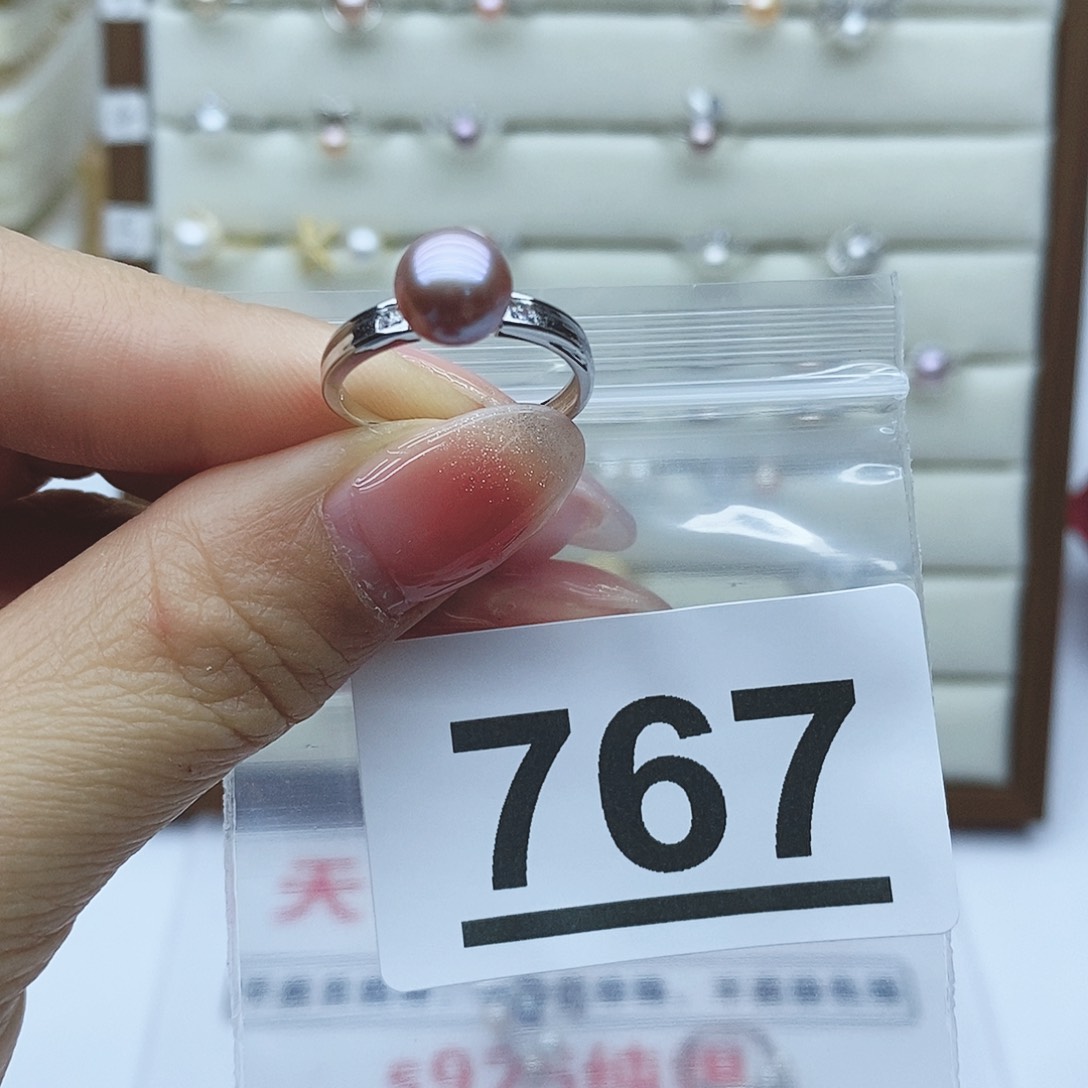 淡水珍珠戒指银S925镶嵌767