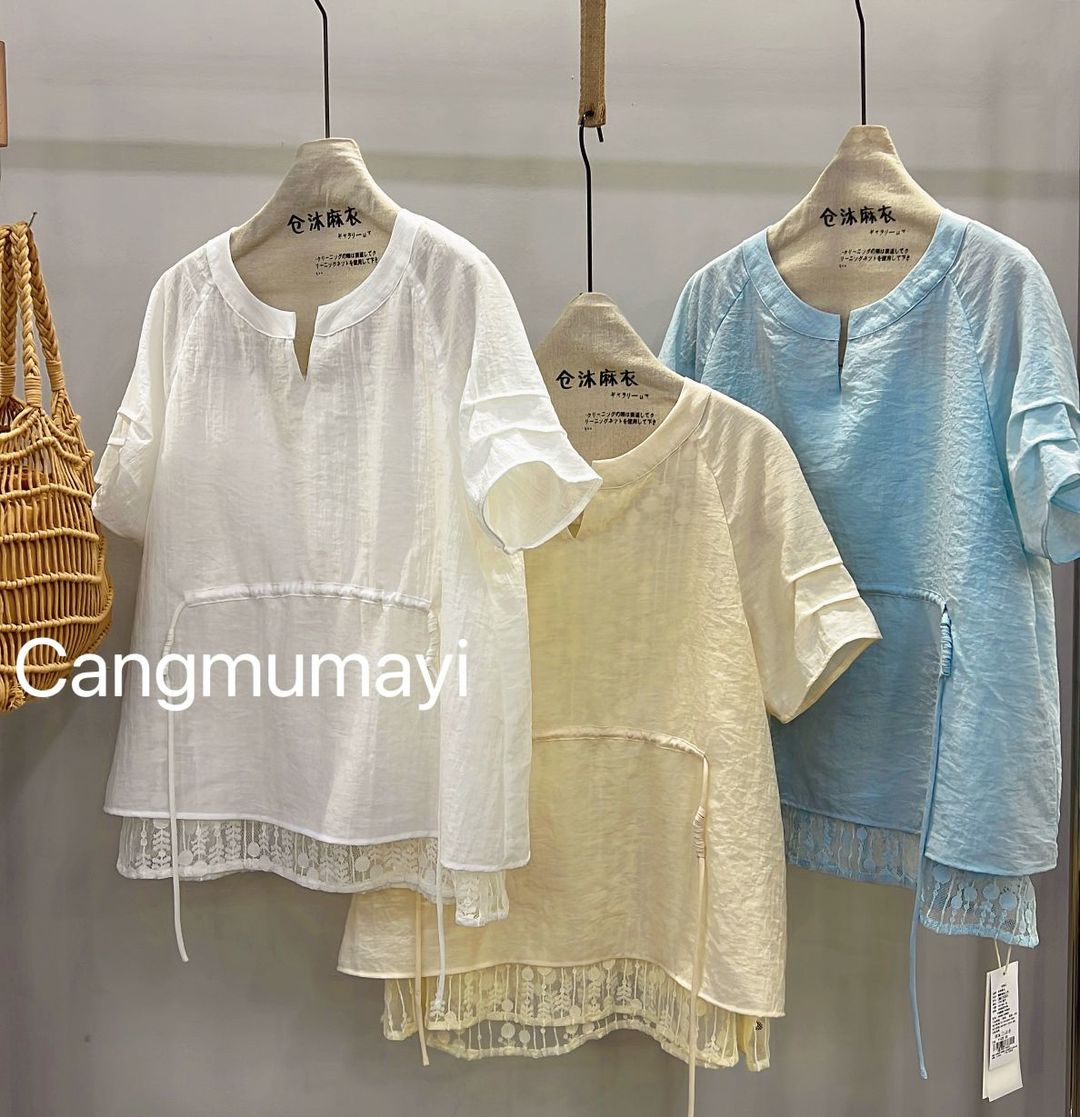 0724-09  女士休闲显瘦简约蕾丝上衣  CM  25081
