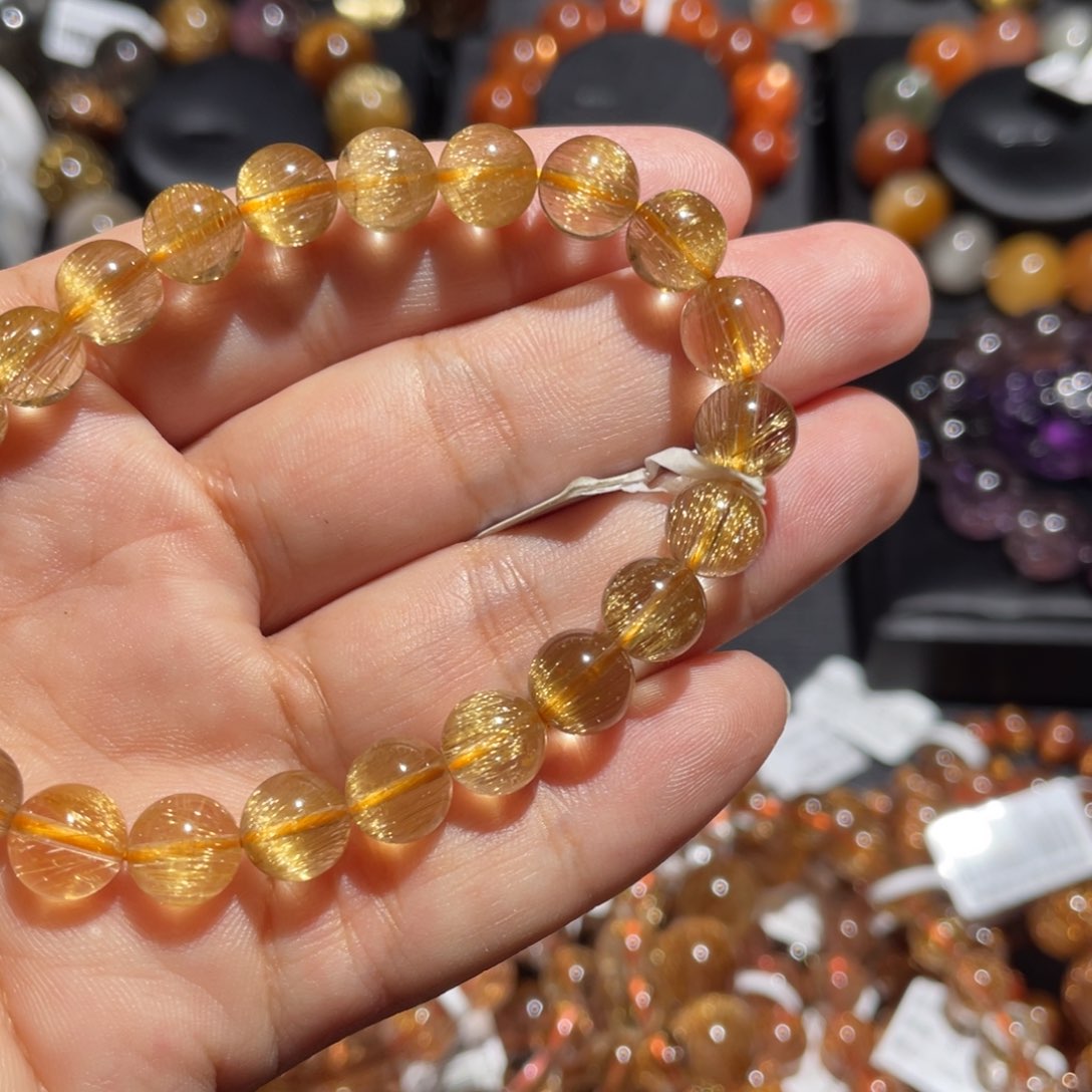 水晶手链未镶嵌@***M金发晶8mm左右