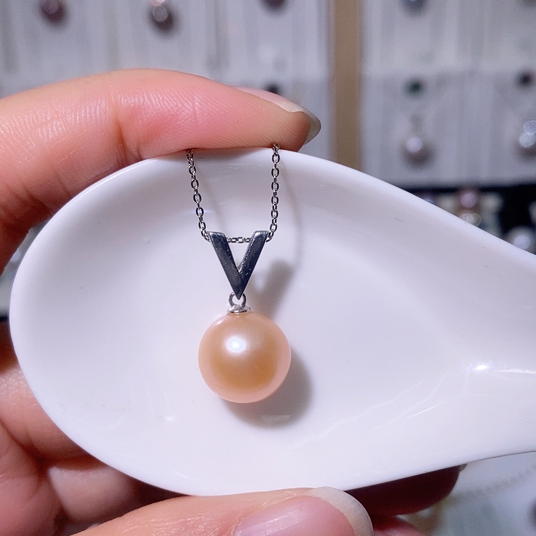 淡水珍珠吊坠(赠链)银S925镶嵌尺寸11/12毫米