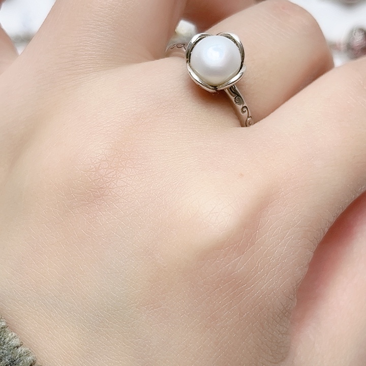 淡水珍珠戒指银S925镶嵌天然