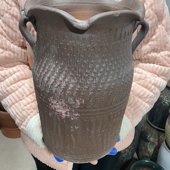 紫砂花盆口21高31，咖色