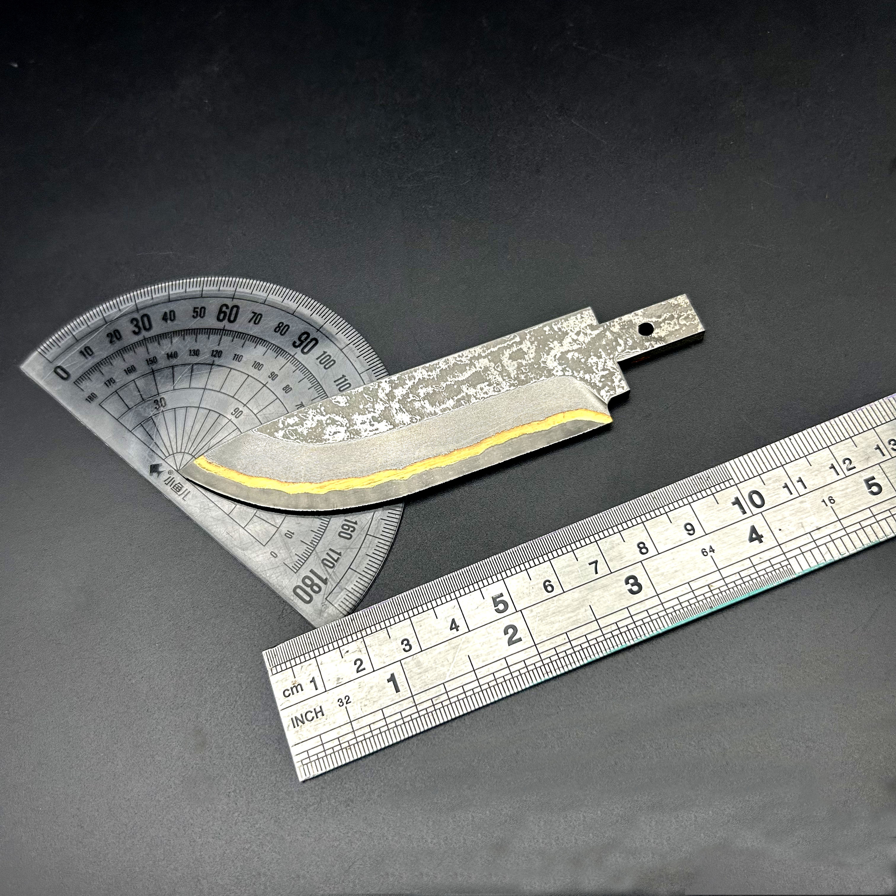 大马士革钢夹铜 夹黄铜紫铜 刀胚 水果刀 