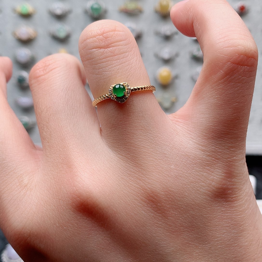 翡翠戒指银S925镶嵌0214