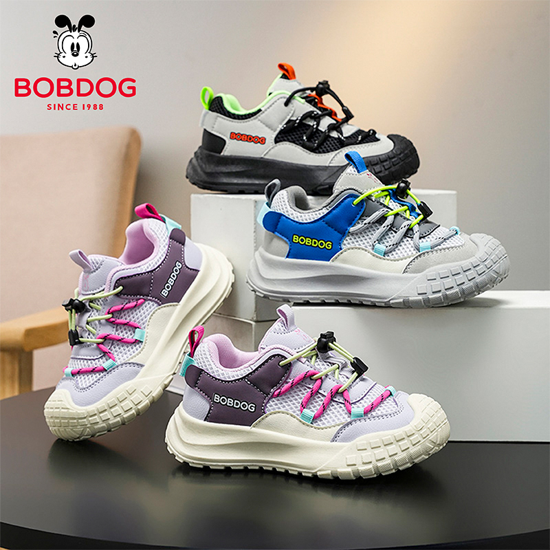 巴布豆登山鞋秋冬透气防滑运动鞋男女童户外软皮软底女童鞋子潮款