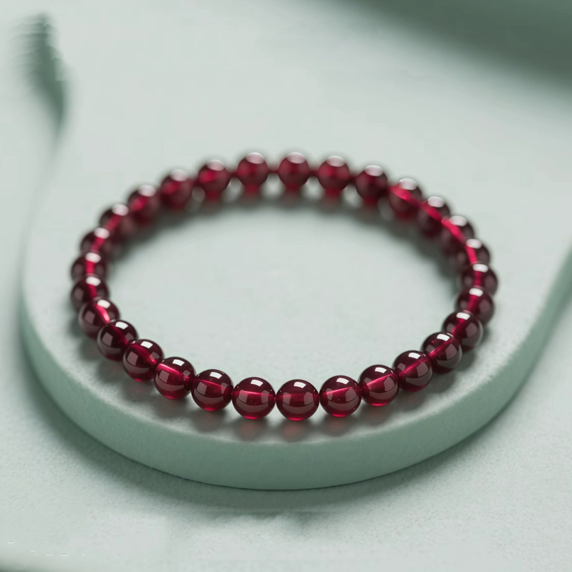 天然石榴石紫牙乌卡6mm单圈手串正品带证书