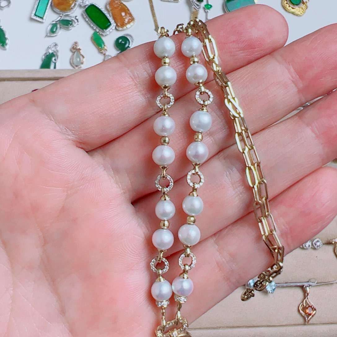 海水珍珠银S925镶嵌颈饰