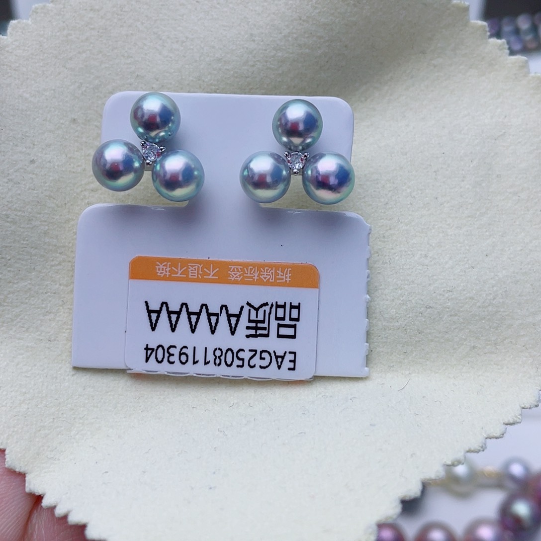 银S925镶嵌耳饰海水珍珠w87