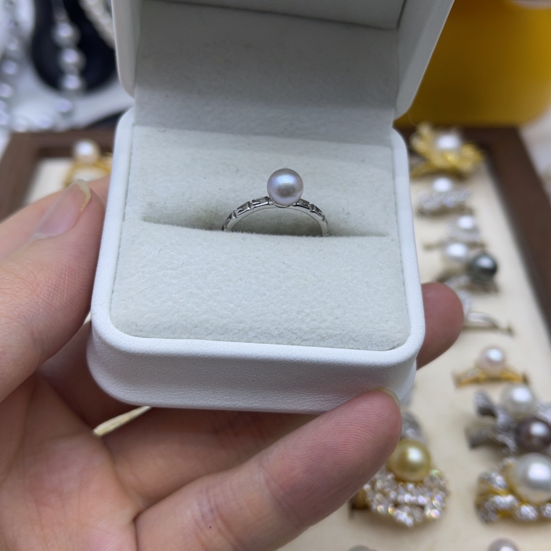 银S925镶嵌戒指海水珍珠