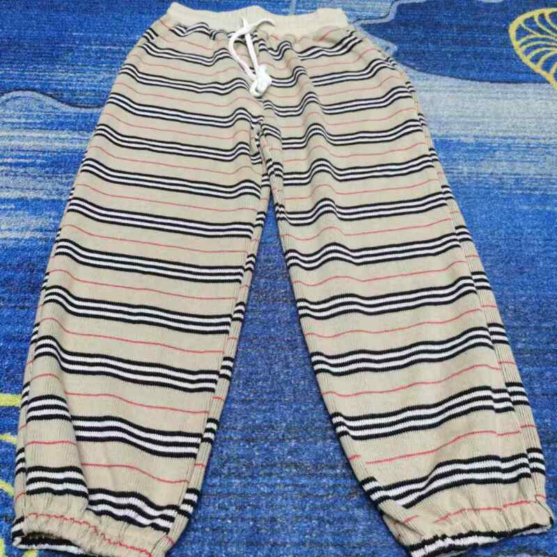 854针织条纹加厚束脚裤