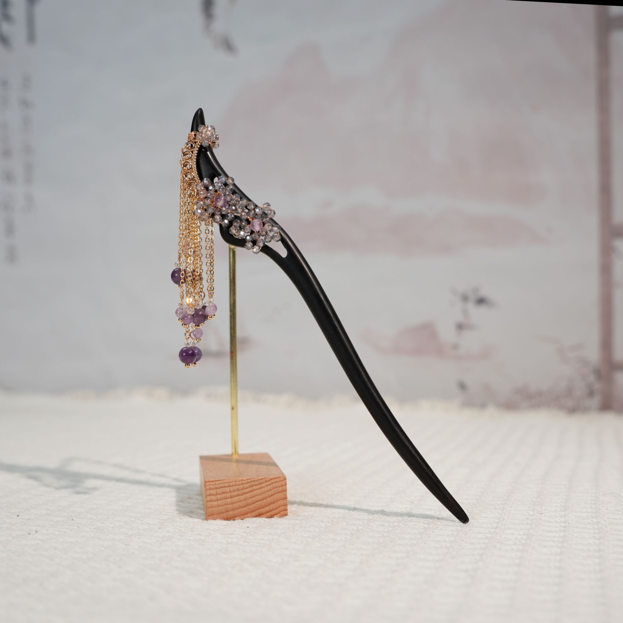 古悦倾城【紫沁木簪】古风盘发头饰檀木发簪中国风汉服百搭发饰礼