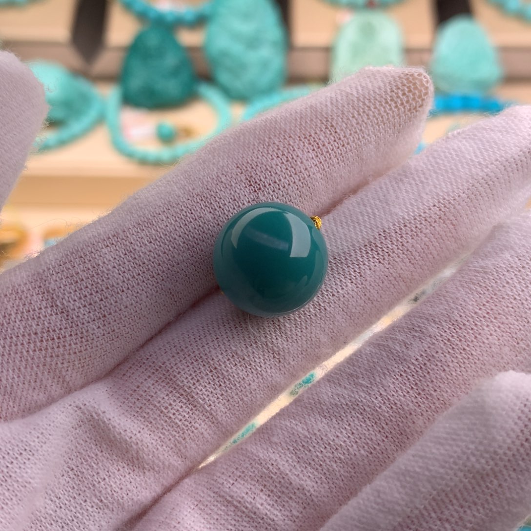绿松石珠宝奇石未镶嵌14.1mm