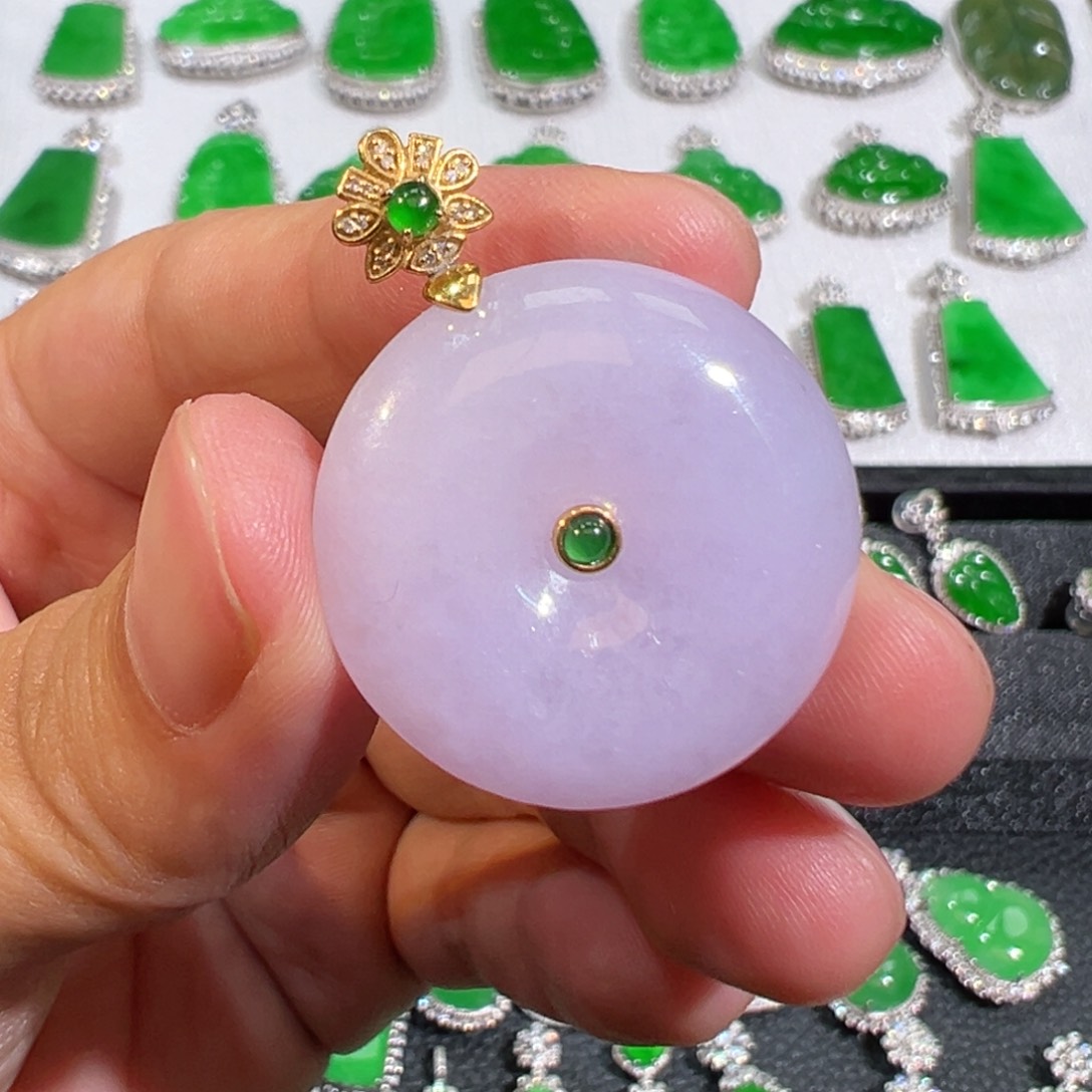 【闪购商品】翡翠18K金镶嵌吊坠(不含链)