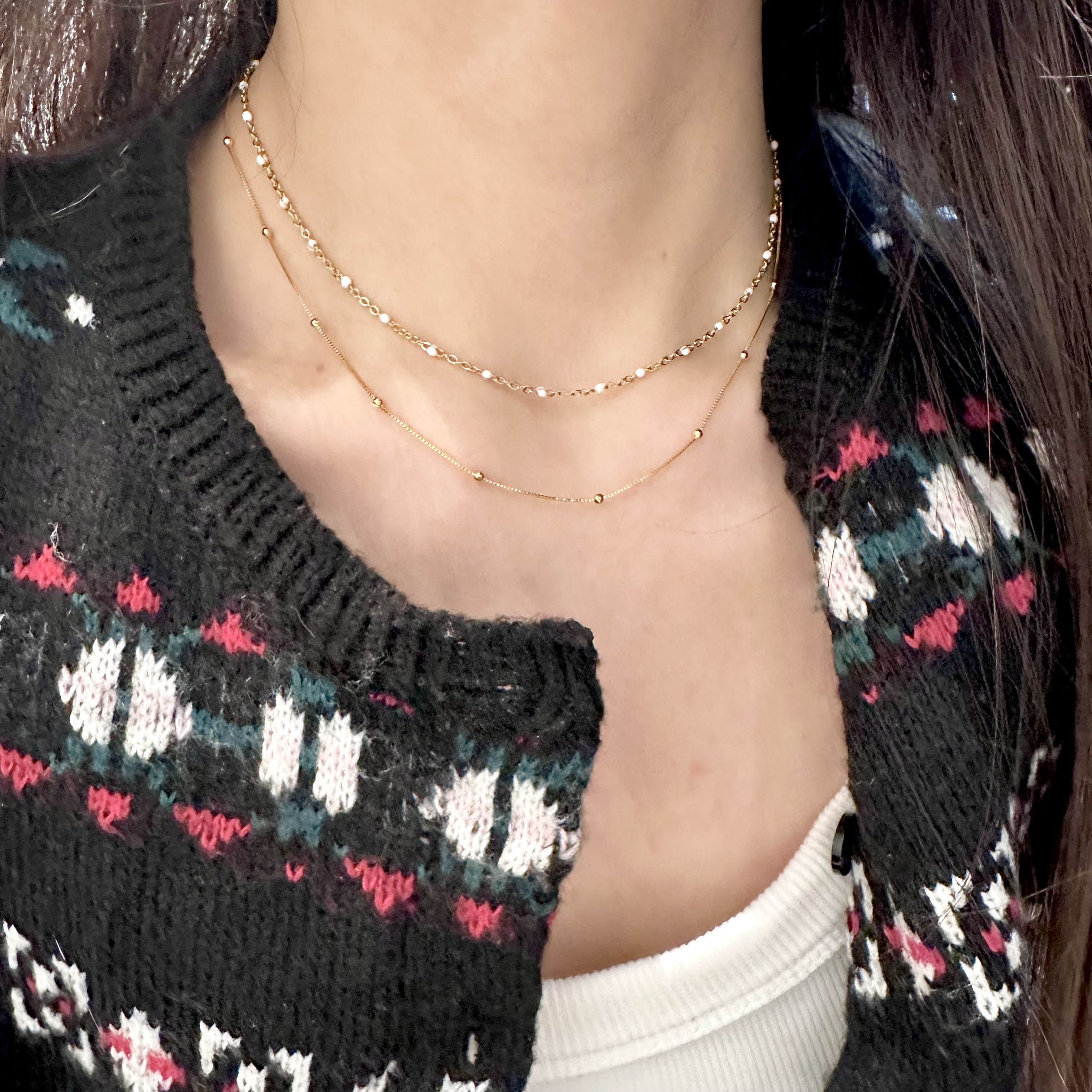 钛钢树脂项链 十里间直 点点简素链/通勤项链 