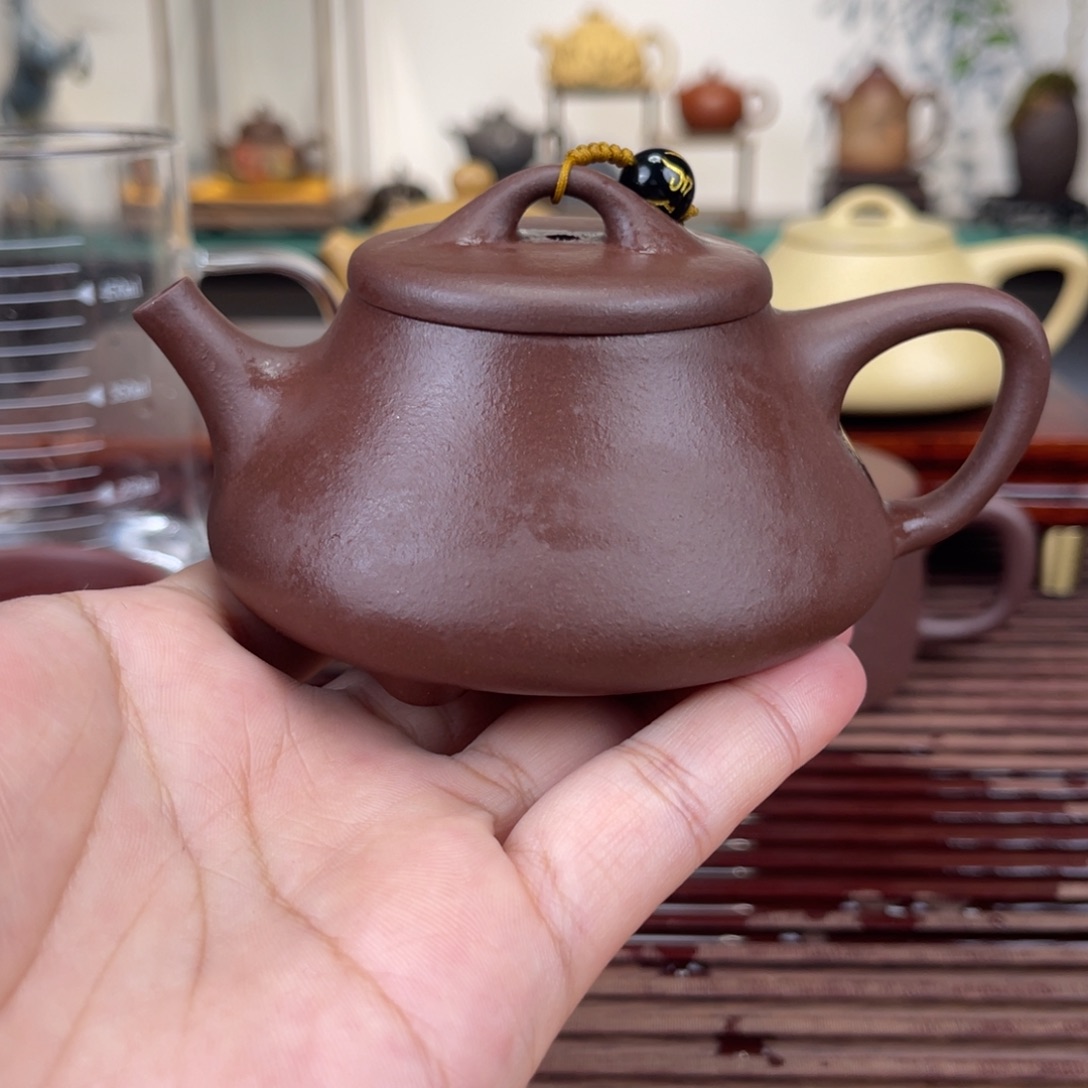 茶壶紫砂150毫升半手工紫泥子冶石瓢