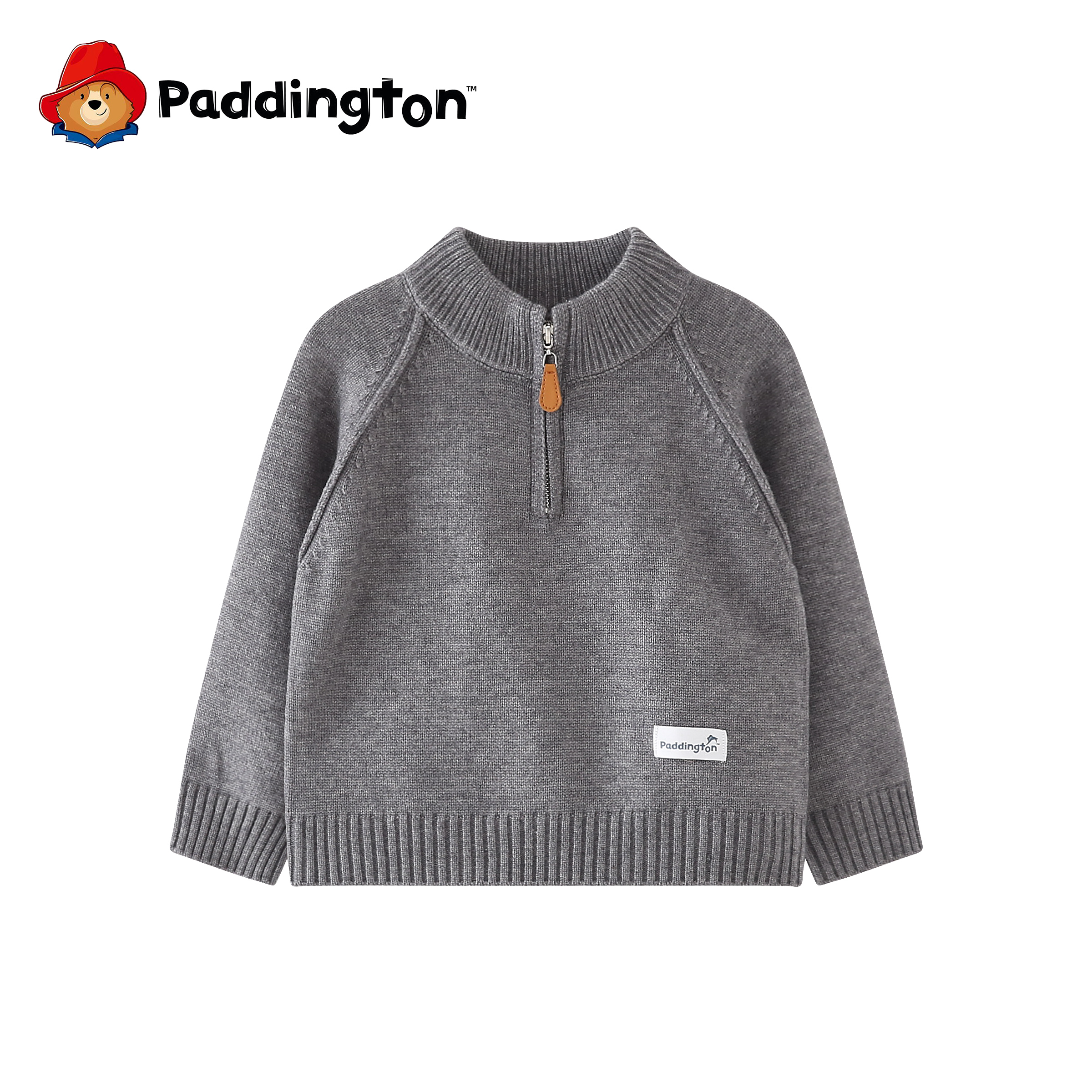 PADDINGTON/帕丁顿熊儿童毛衣秋冬款加厚半拉链针织衫童装打底衫
