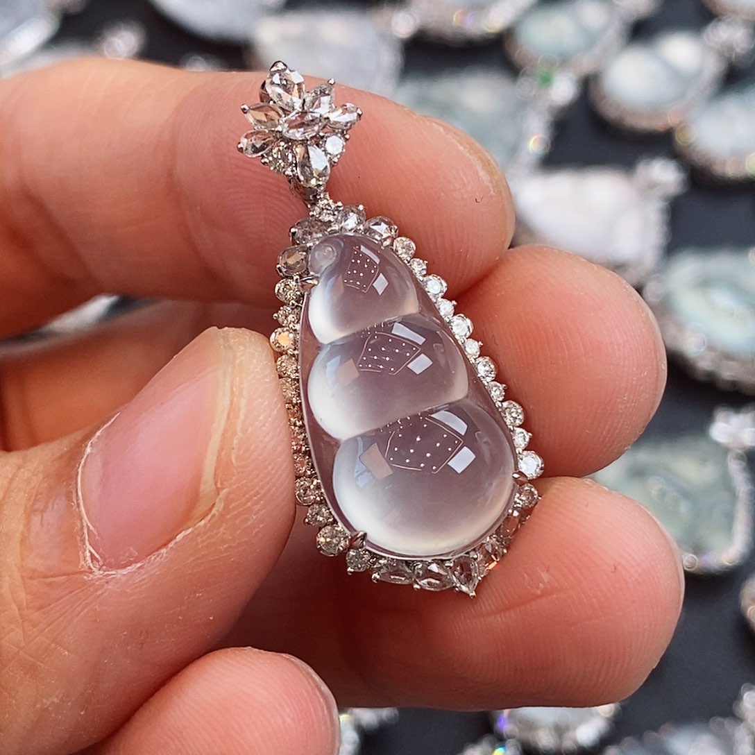 翡翠颈饰18K金镶嵌啊啊啊啊啊