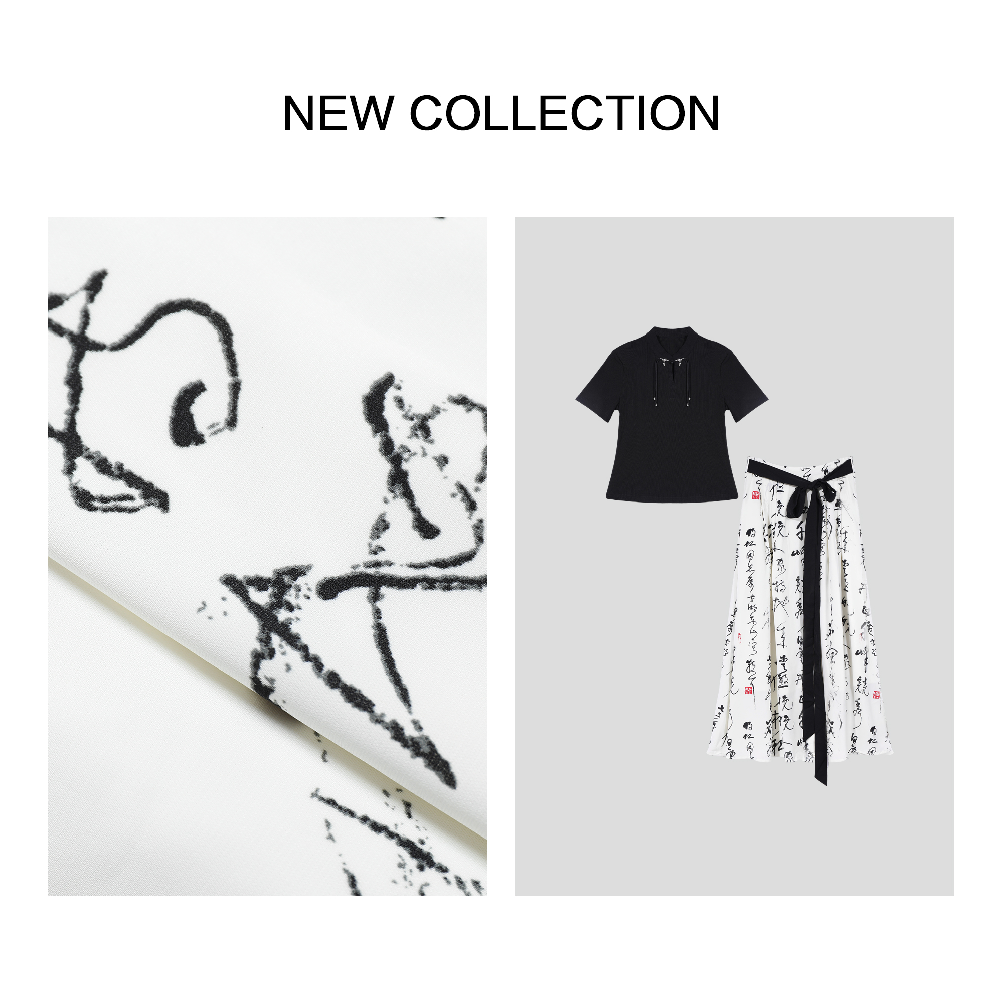 【乔恩专属】D1F28073新款现代艺术印花短袖上衣配长裙套装