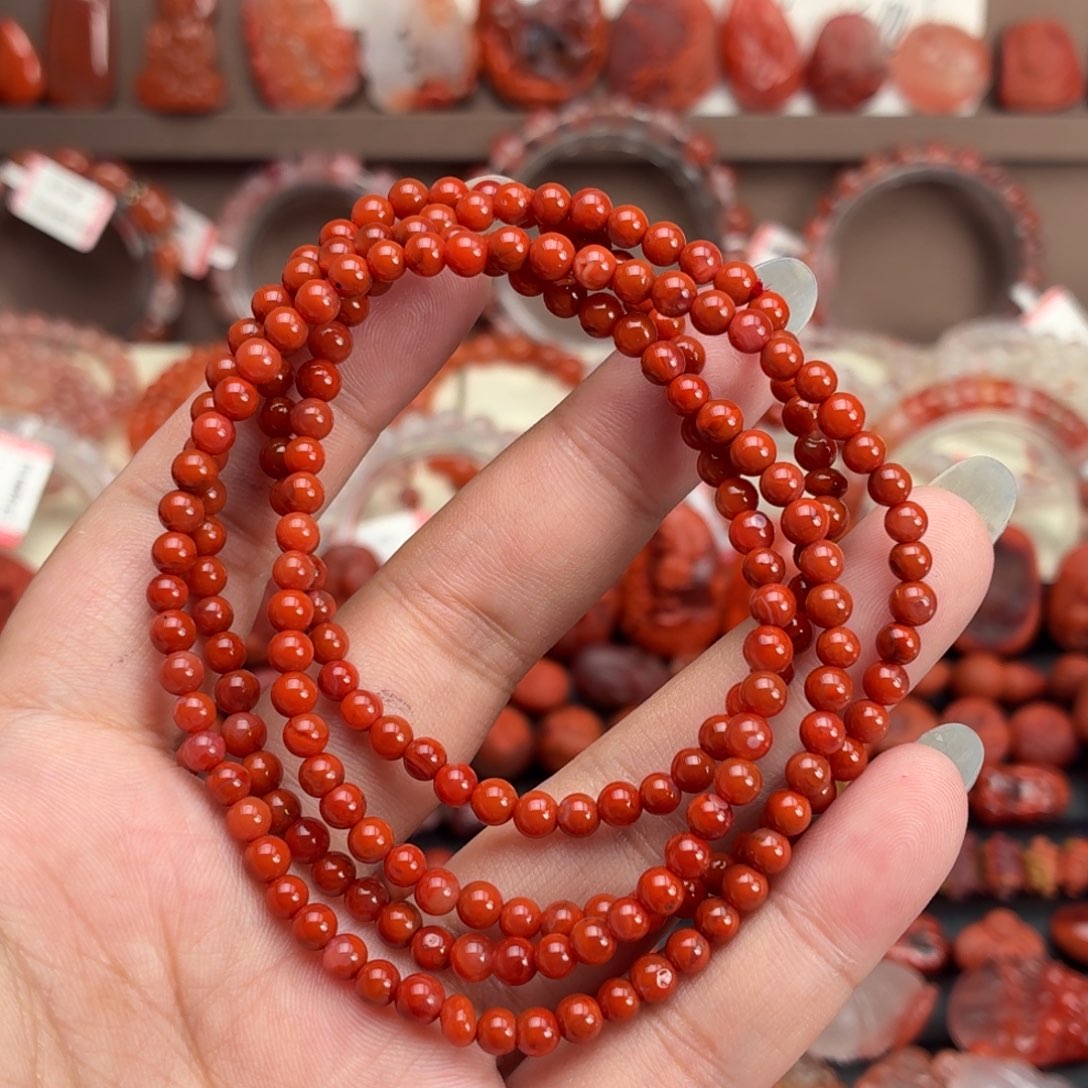 南红玛瑙未镶嵌颈饰4咪➕多圈手串