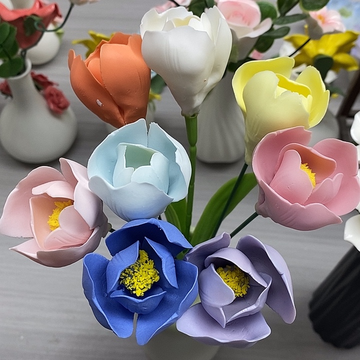 陶瓷陶瓷材料加工8朵郁金香