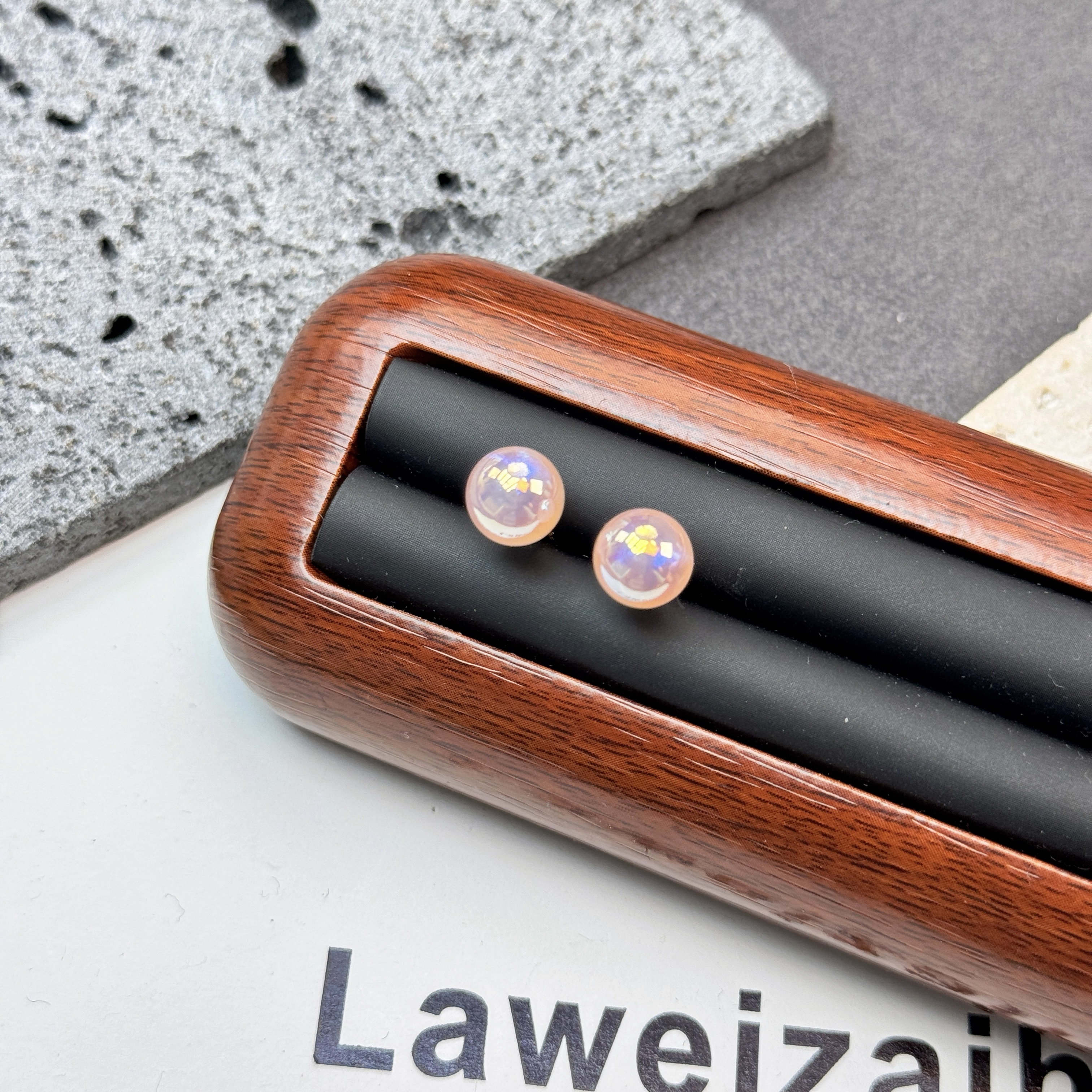  17128樱花粉色人鱼姬馒头贝贝耳钉