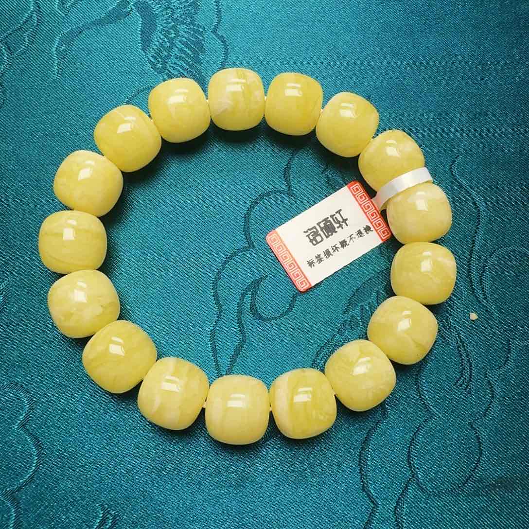 蜜蜡珠宝奇石未镶嵌恩*?焦皮同料虎皮13m老型单圈