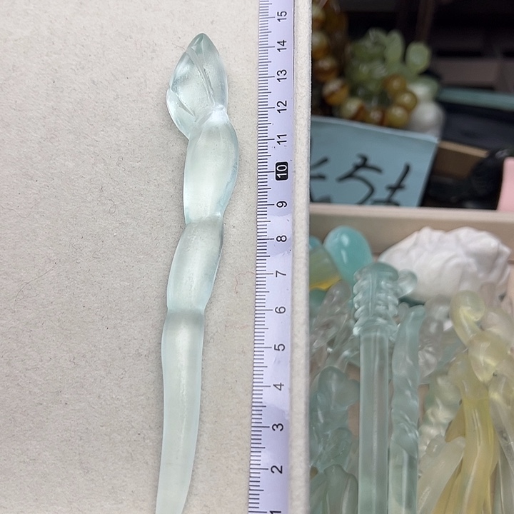 蛇纹石玉未镶嵌发簪藕节