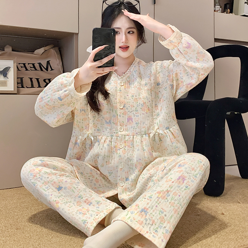 冬天新款月子服产后秋冬季空气棉喂奶哺乳睡衣孕妇产妇春秋套装