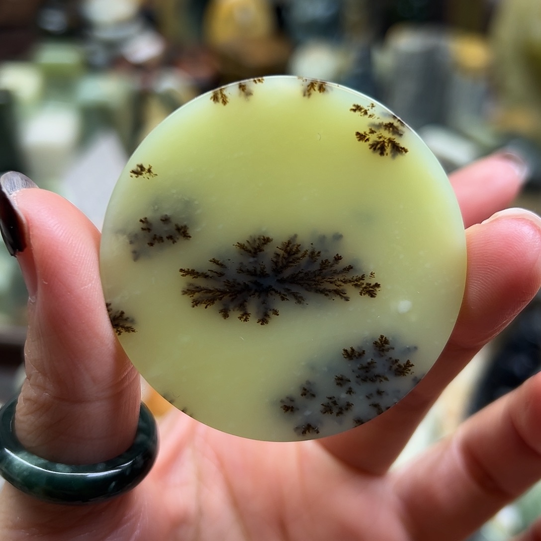 岫玉未镶嵌颈饰水草牌子