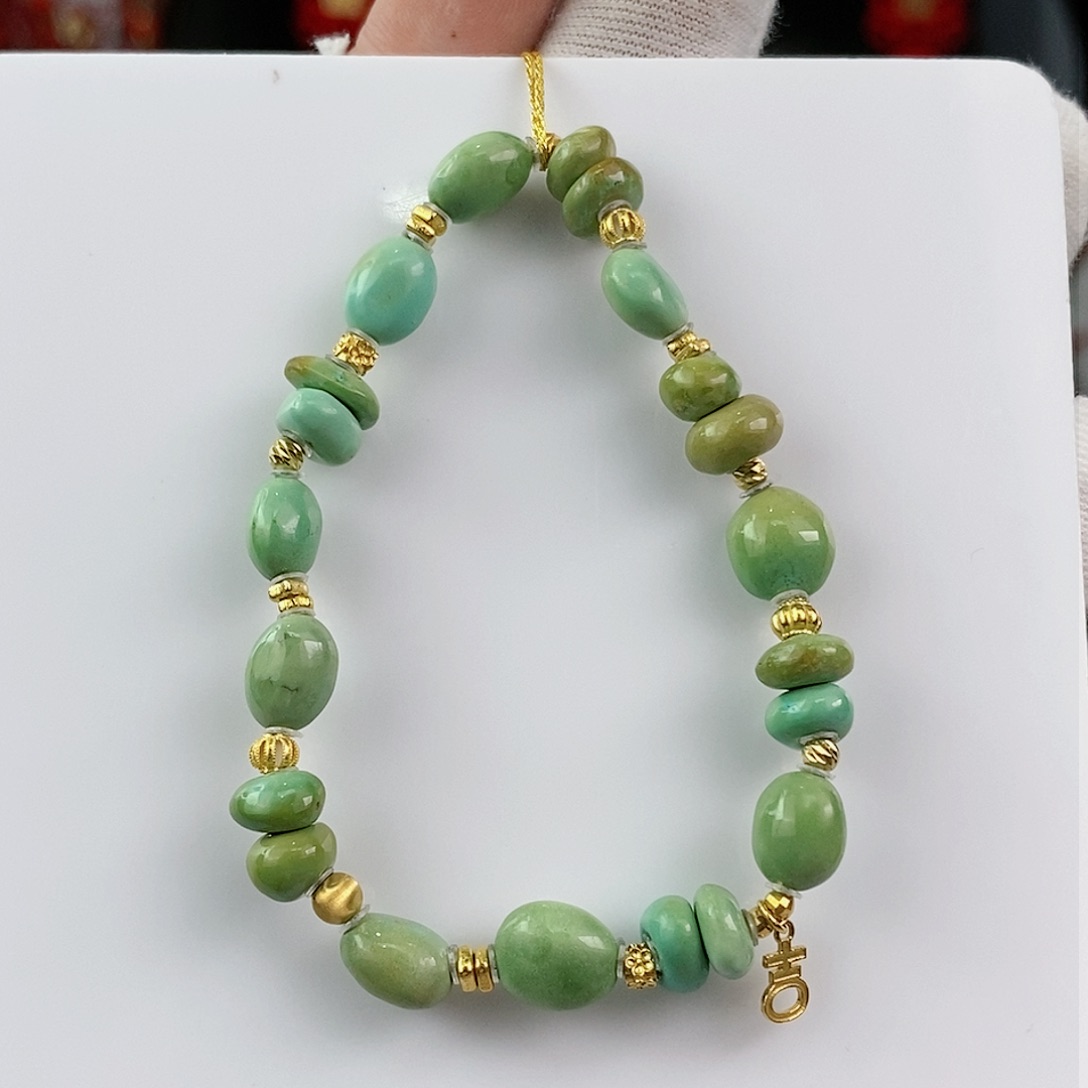 绿松石珠宝奇石18K金镶嵌