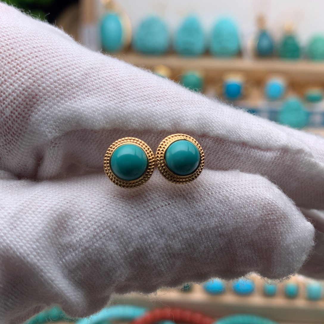 绿松石珠宝奇石18K金镶嵌