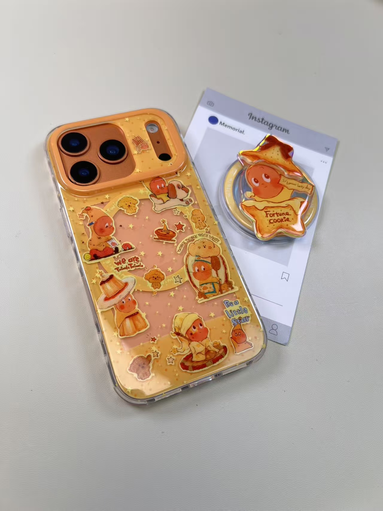 可爱饼干星星小人imd双层磁吸手机壳一套