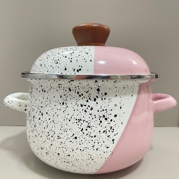 法国品牌Ardin搪瓷珐琅半边泼墨18cm双耳小炖锅汤锅家用珐琅锅