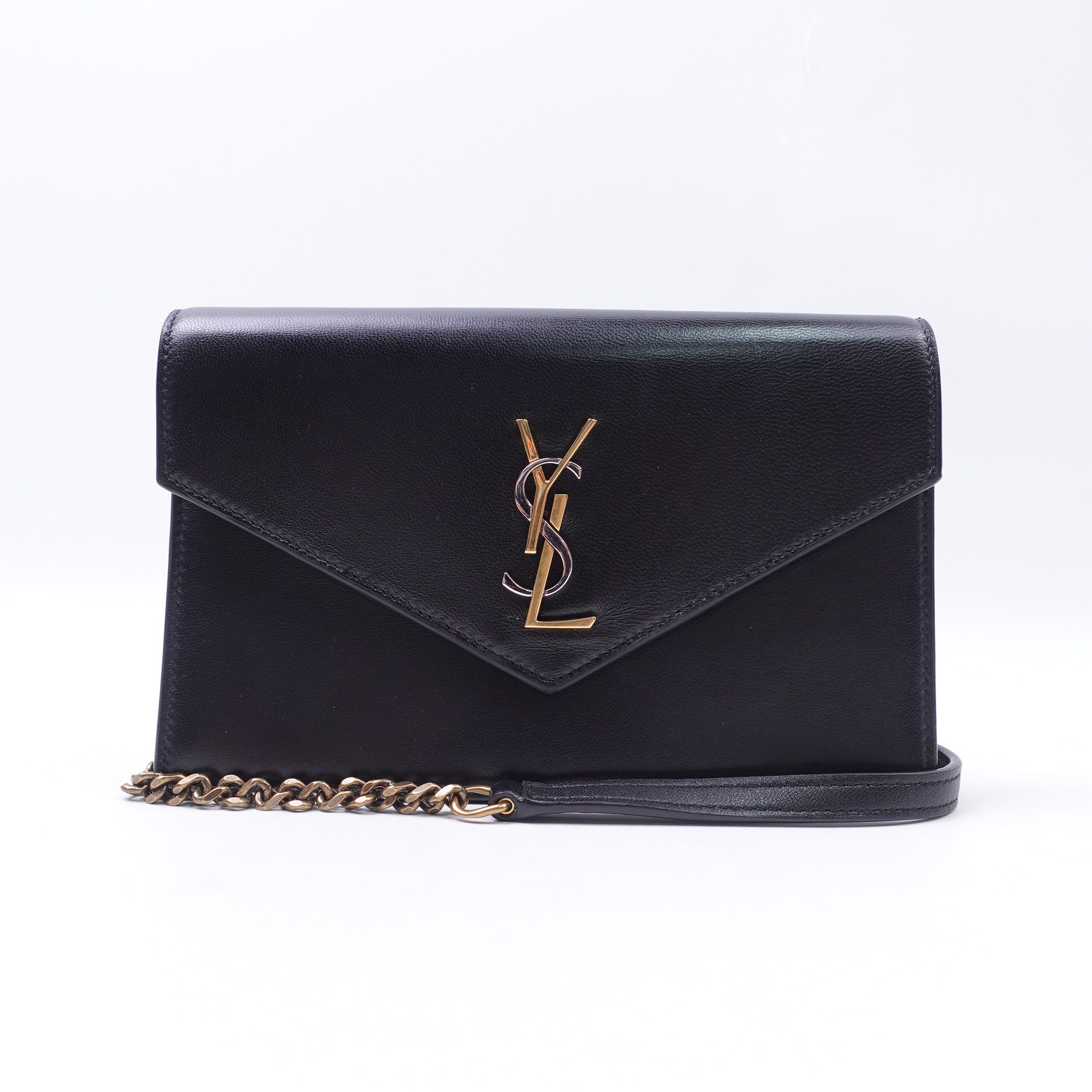 95新 YSL/圣罗兰 黑金单肩包T10193726