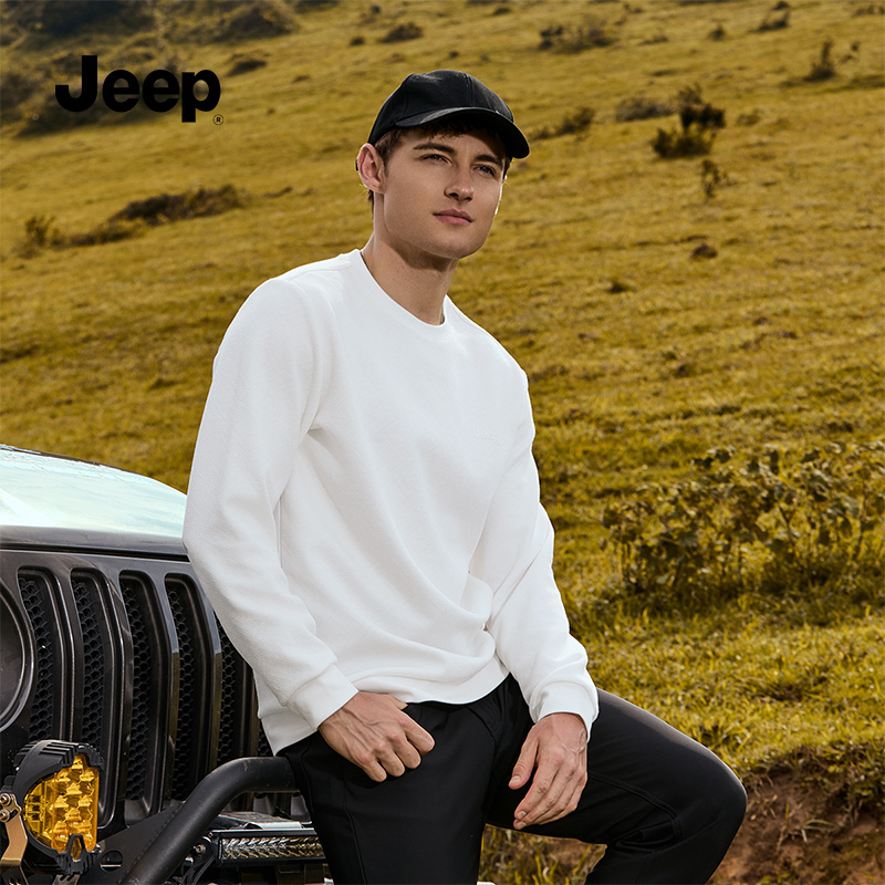 吉普（Jeep）卫衣男春季休闲套头衫长袖T恤圆领男士潮流无帽衣服