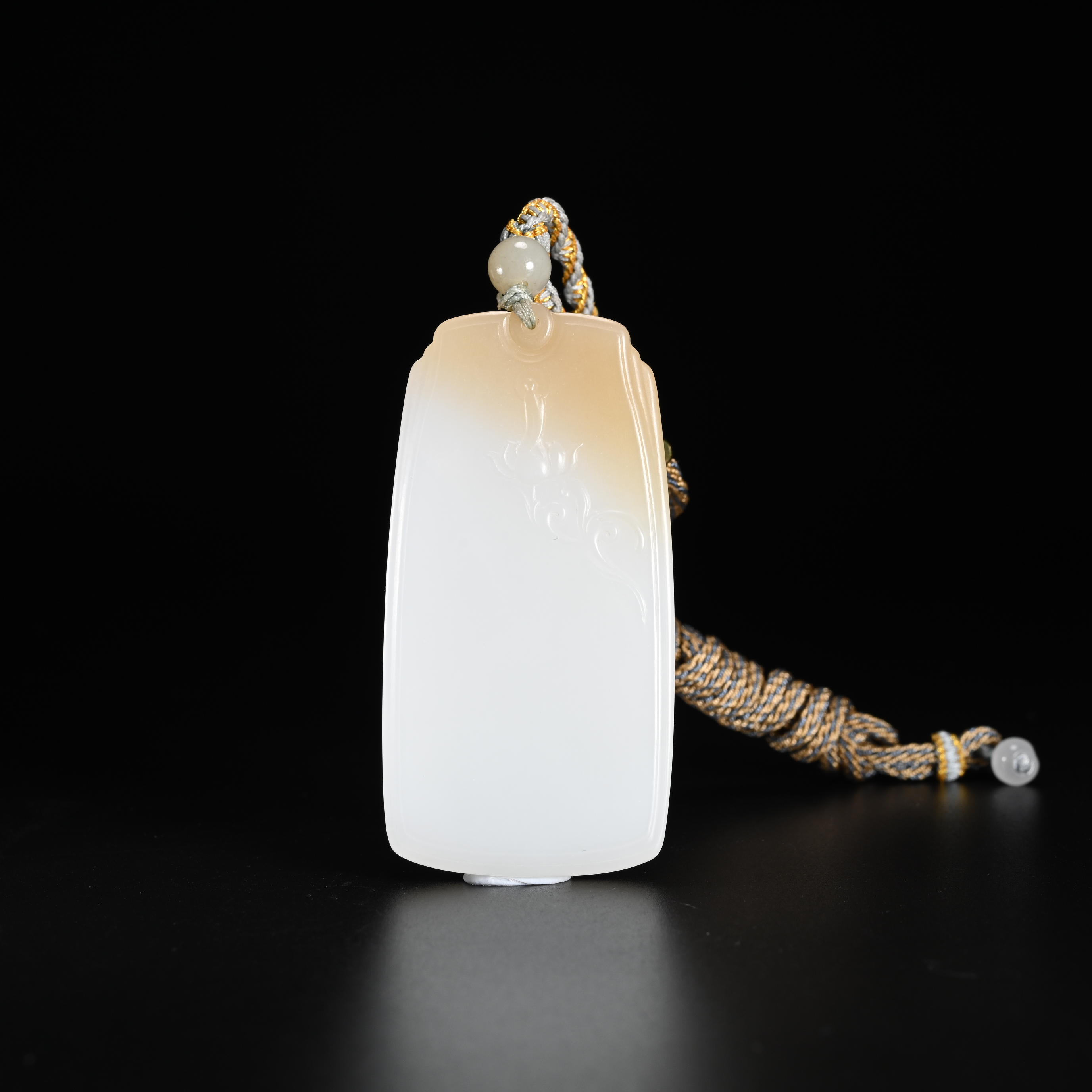 lot8809和田玉且末糖一念花开无事牌/保利