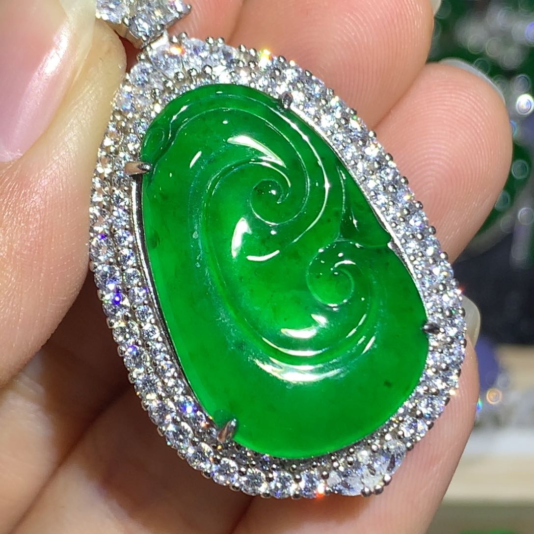 翡翠颈饰银S925镶嵌8、  