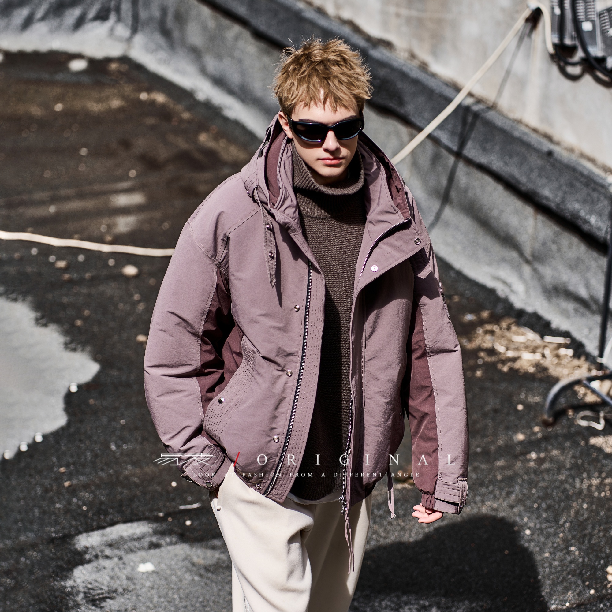 易麦025冬季羽绒服连帽夹克潮流工装夹克男士257007