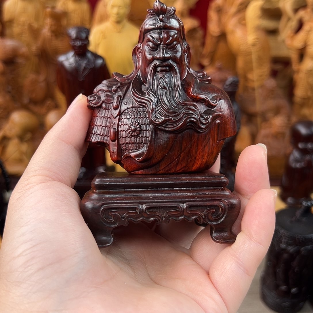 木紫檀木一整套关公带坐