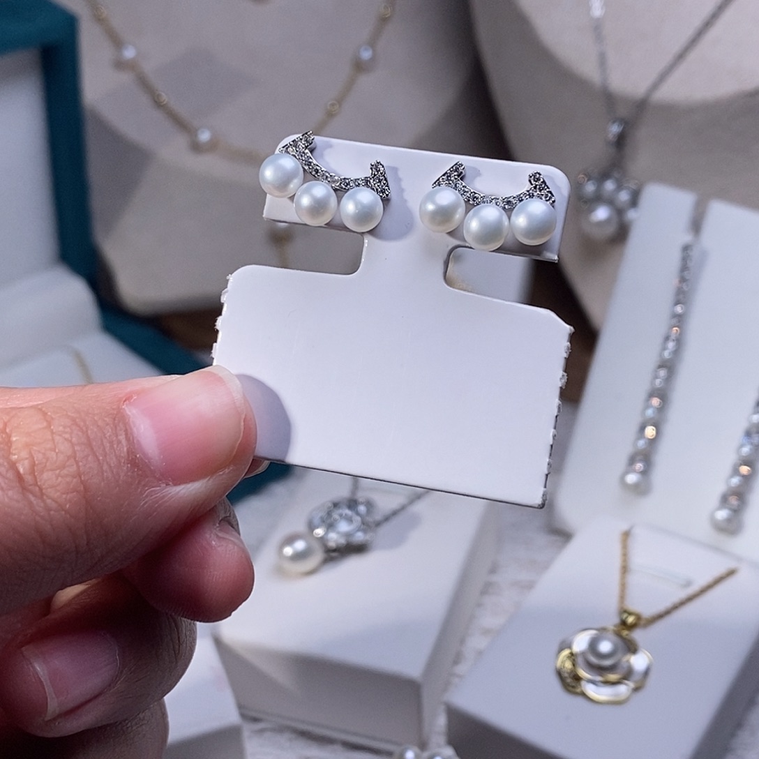 耳饰银S925镶嵌淡水珍珠