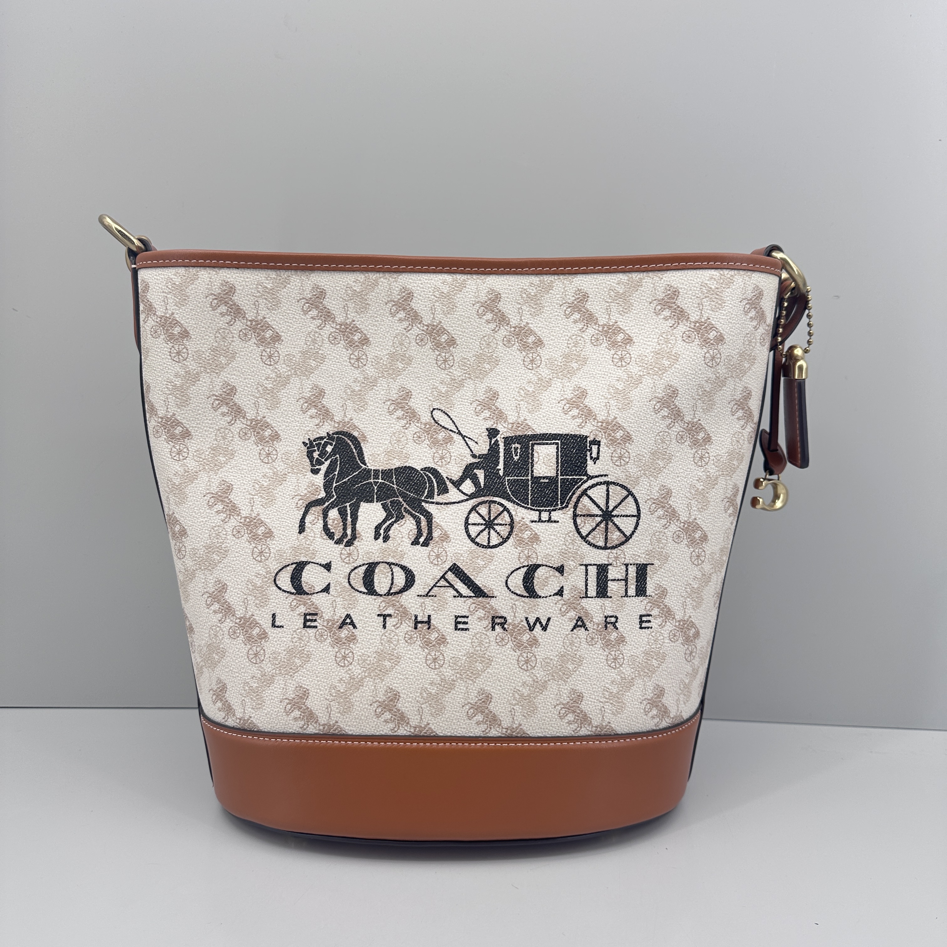 95新 COACH/蔻驰 小林/dakotah34白色马车水桶25x28x15cmB061613