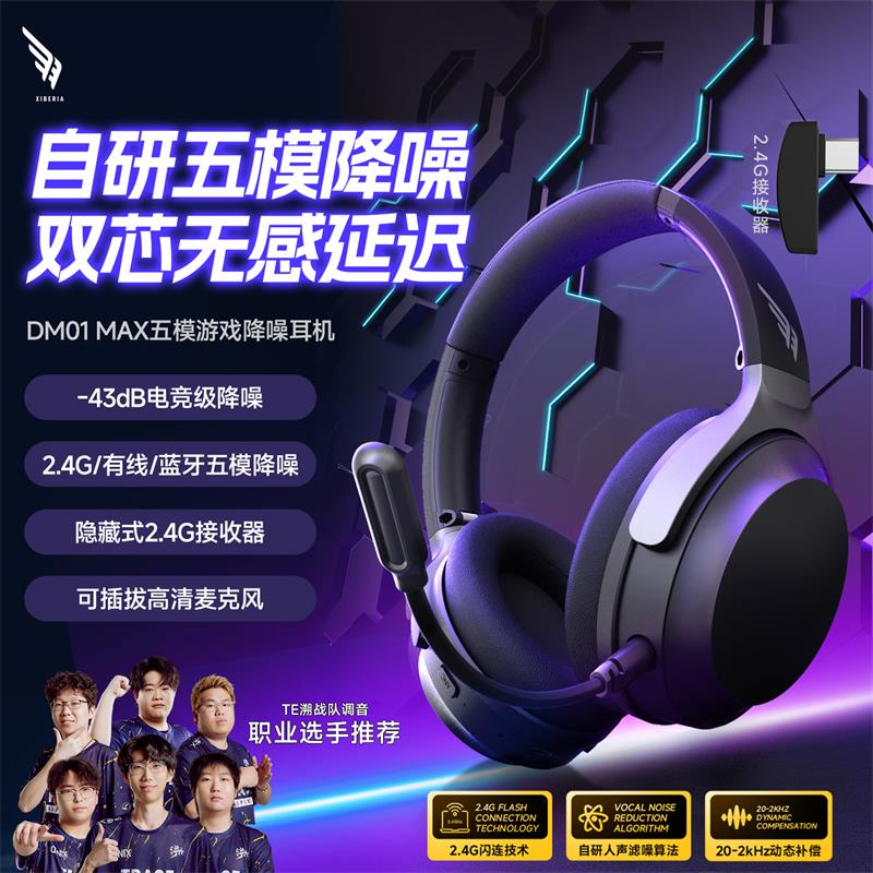 西伯利亚 羽DM01MAX无线蓝牙耳机ANC主动降噪双麦电竞游戏低延迟