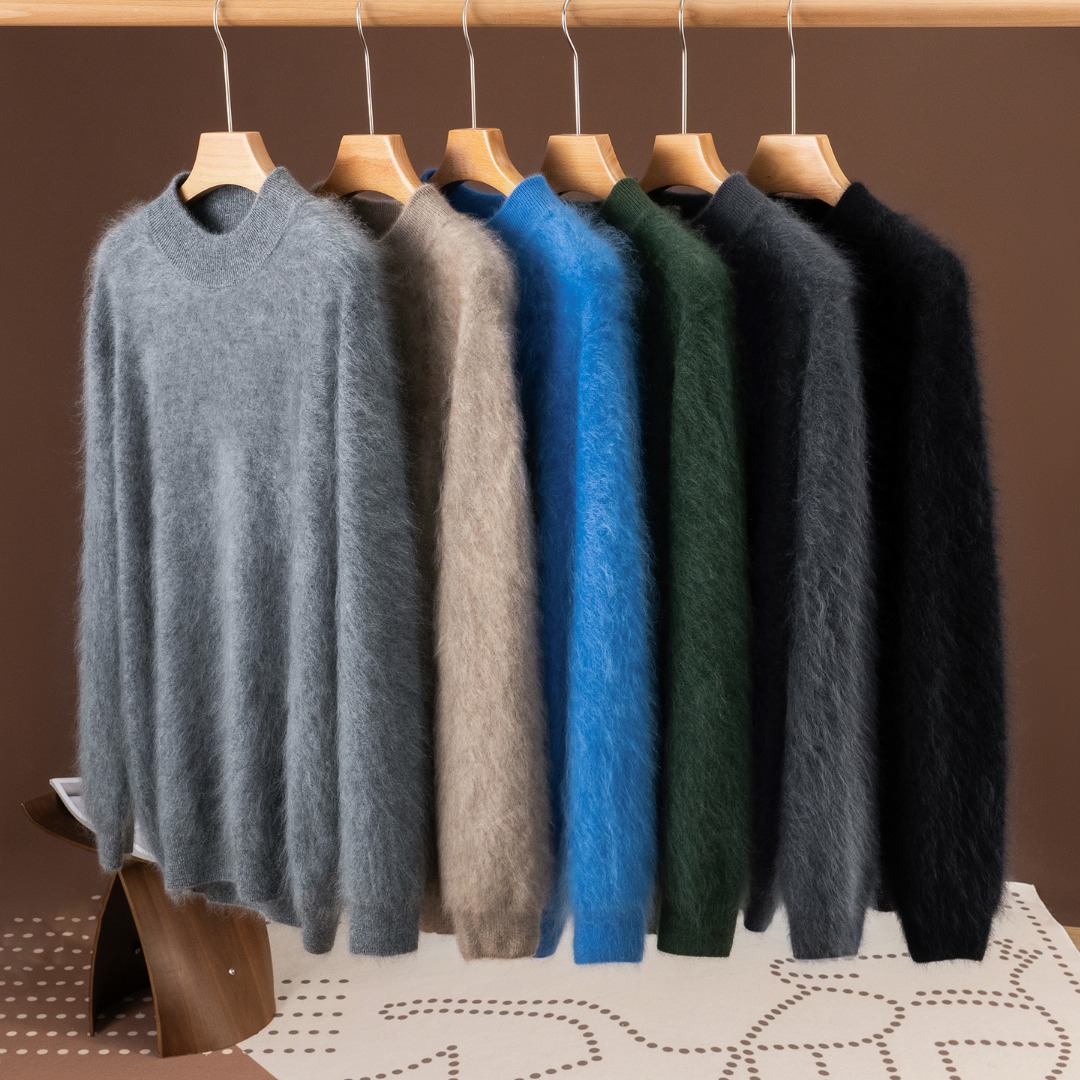 男款【100%山羊绒拉绒】半高领加厚拉绒衫8603