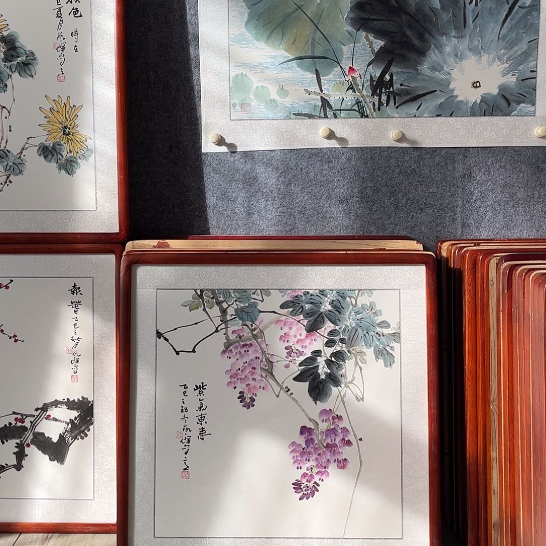 国画书画作品带框63×63