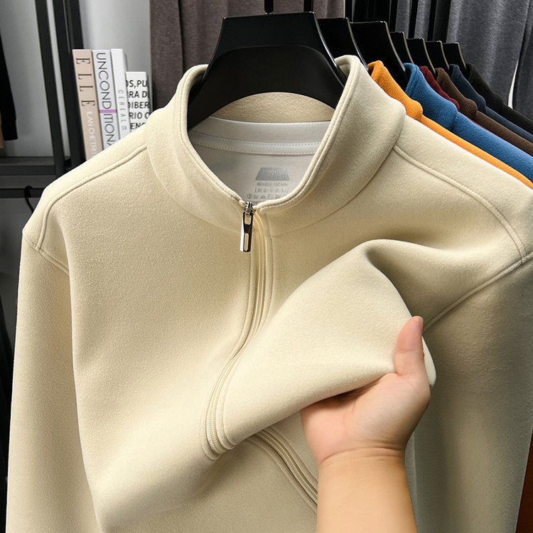 意大利双面德绒羊毛夹克新款男士秋冬加厚拉链立领休闲百搭外套