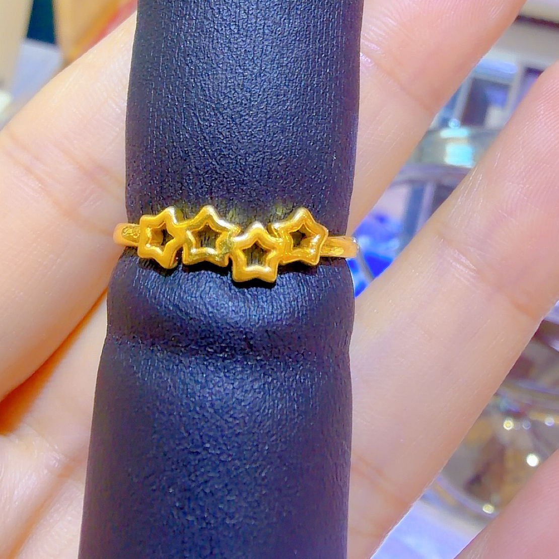 足金星星戒指15圈口0.96克