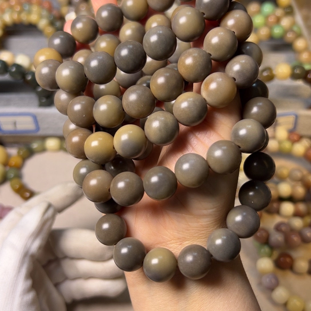 手串菩提根/象牙果干磨老料圆珠卡14  随机
